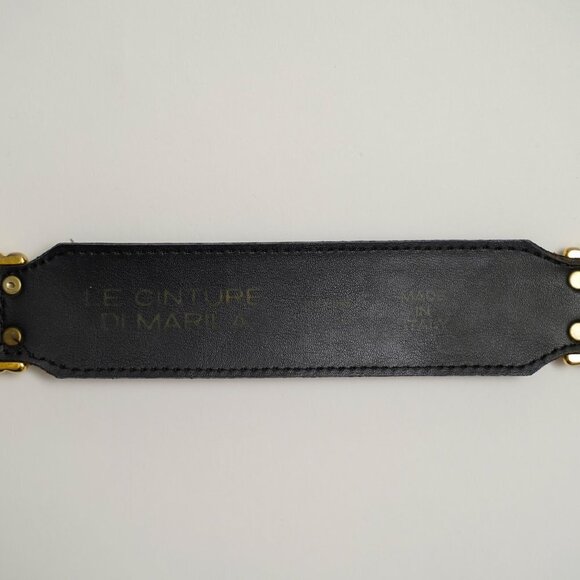 Vintage Le Cinture Di Marila Genuine Leather Italian Gold and Black Lion Belt - Picture 4 of 8